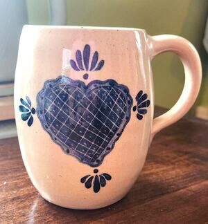 Blue Speckled Heart Marshall Pottery | Coffee | Hot Chocolate Mug | Vintage